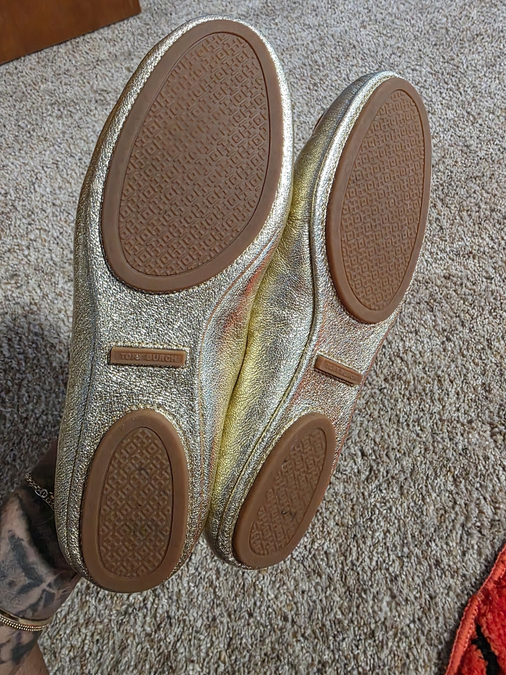 Tory Burch Gold Metallic Reyna Ballet Flats - Picture 3 of 4